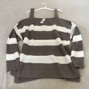 NWT New York & Company Striped Off The Shoulder Sweater Size XXL